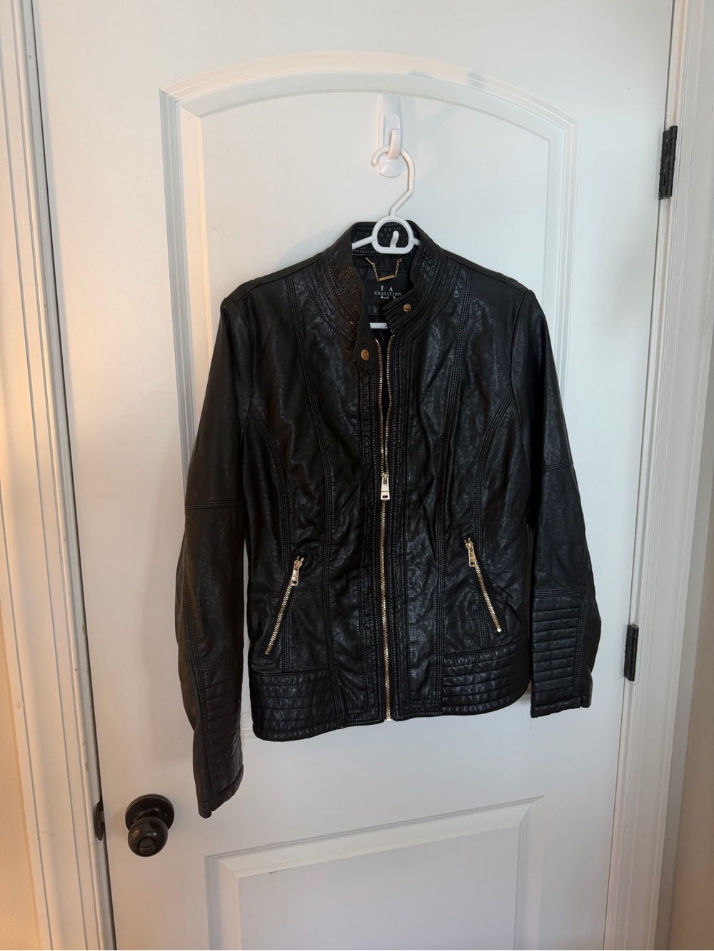 Leather Zip-Front Jacket - Black